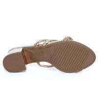 Tamanco Vizzano Salto Bloco Baixo Tiras Strass Feminino - Rosê - 5