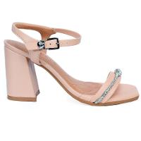 Sandália Ramarim Tira Strass Nó Salto Bloco Feminino - Nude - 2