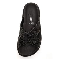 Rasteira Vizzano Flatform Tiras Cruzadas Strass - Preto - 2