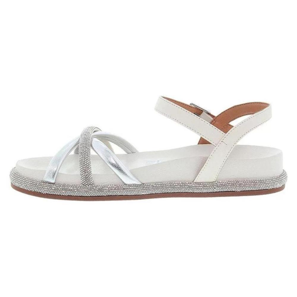 Papete Vizzano Flatform Strass Feminina - Branco e Prata - 3