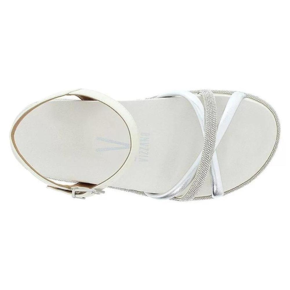Papete Vizzano Flatform Strass Feminina - Branco e Prata - 5