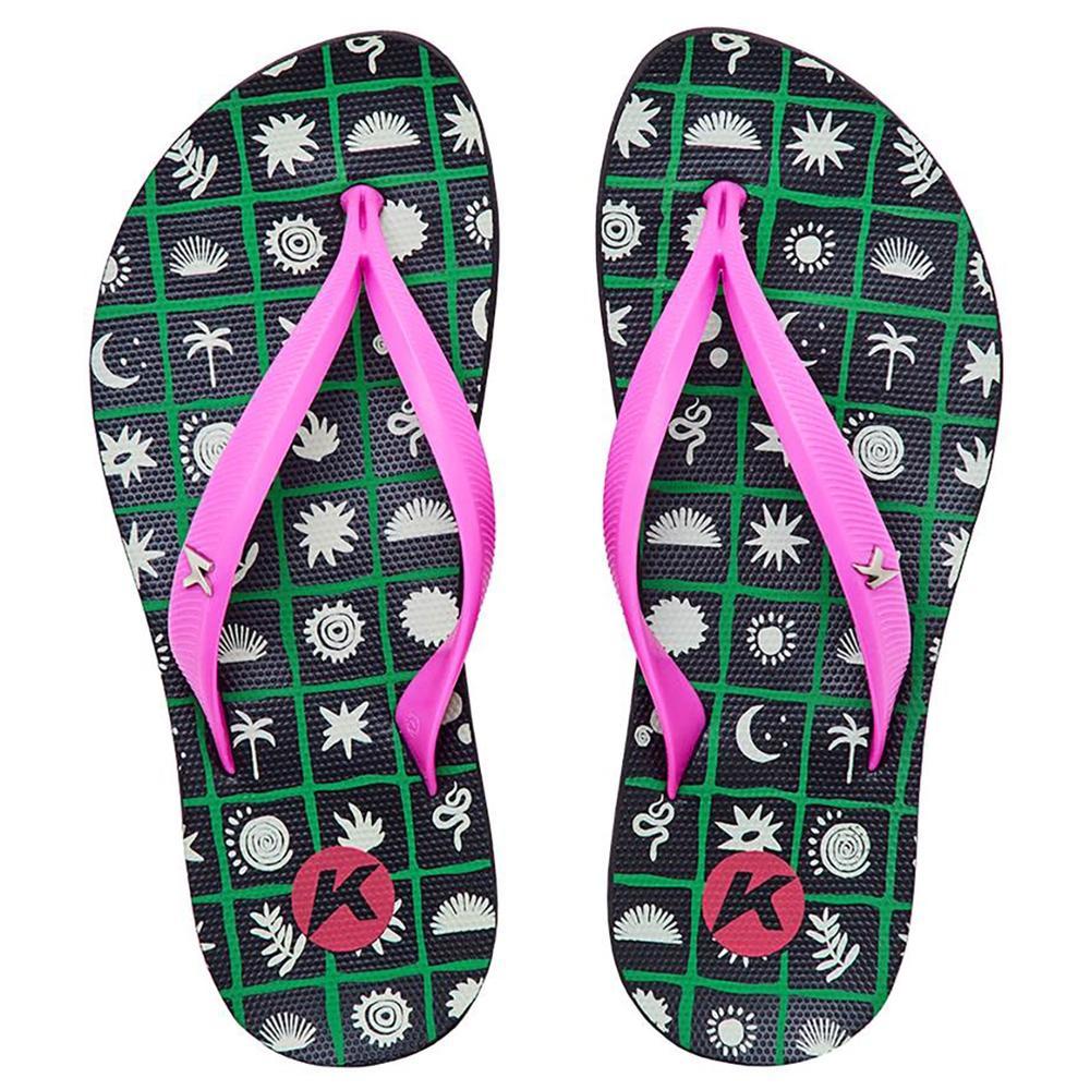 Chinelo Kenner Ibiza Maresia Estampada Feminino - Preto e Rosa - 2