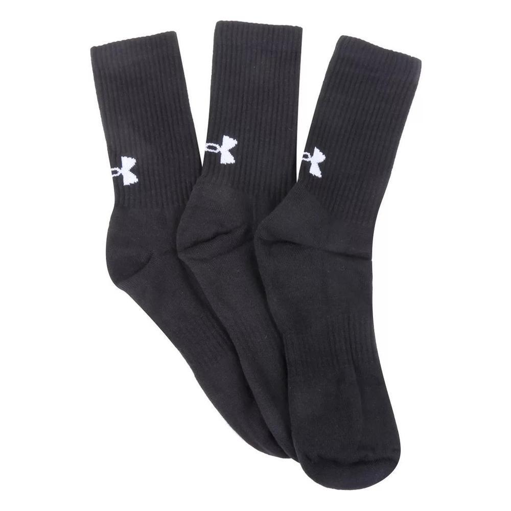 Kit Meia Under Armour Cano Longo Core Cotton Crew 3 Pares - Preto - 3