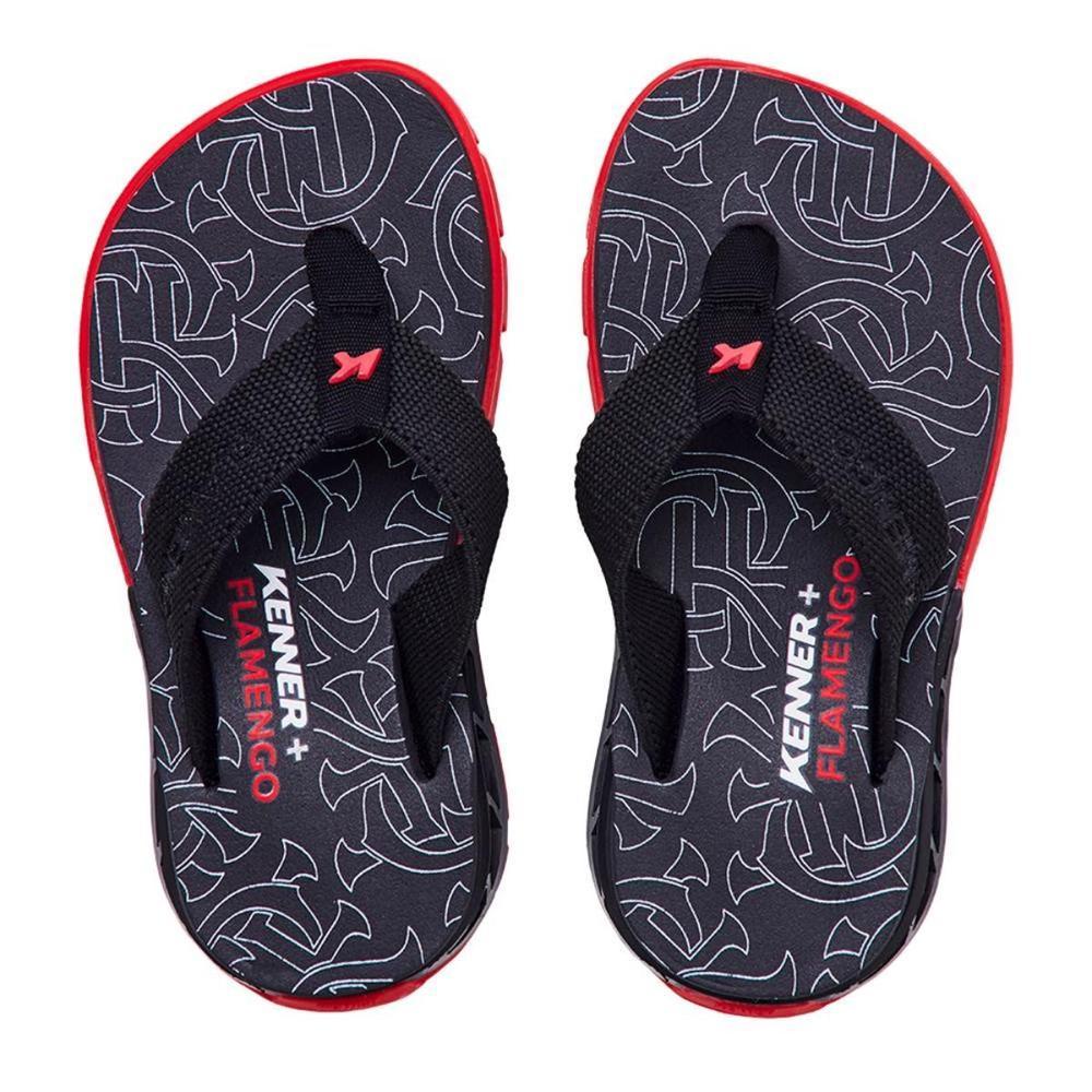 Chinelo Infantil Kenner Flamengo Rakka Kids - Preto e Vermelho - 2