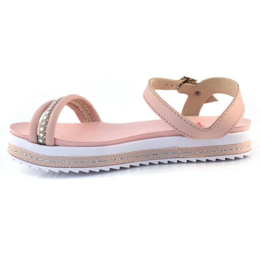 Sandália Infantil Molekinha Flatform Tira Strass - Rosa - 3