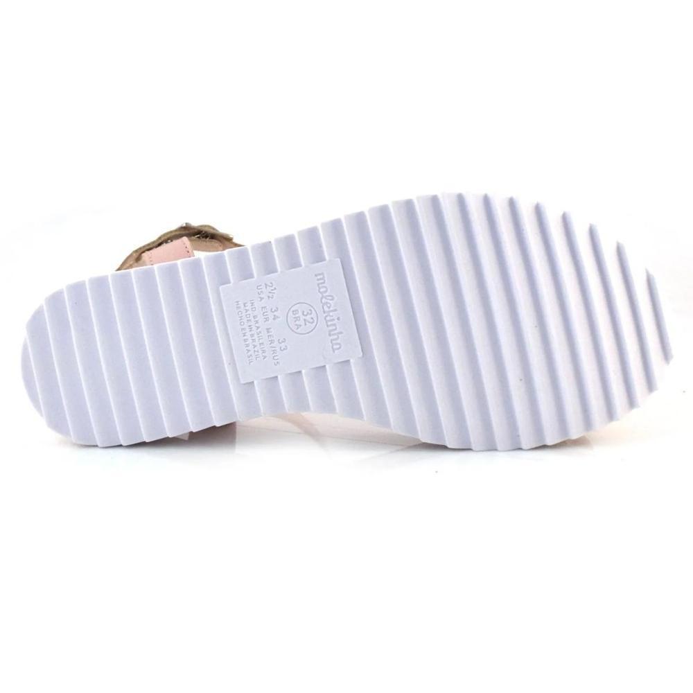 Sandália Infantil Molekinha Flatform Tira Strass - Rosa - 6