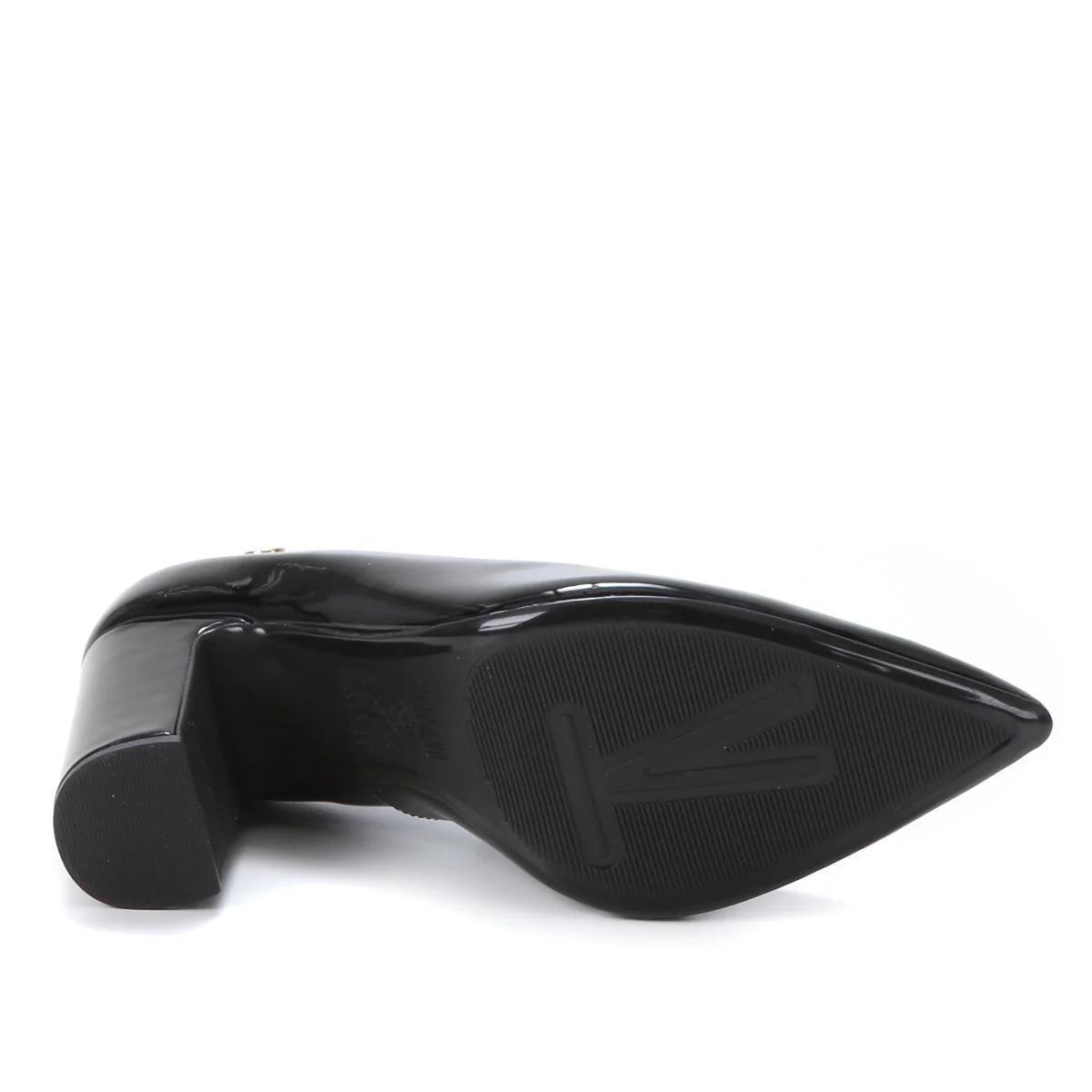 Scarpin Vizzano Salto Alto Grosso Verniz Feminino - Preto - 1