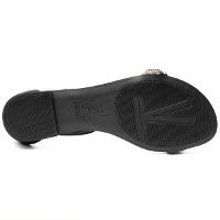 Rasteira Vizzano Tira Strass Traseiro Fechado Feminina - Preto - 1