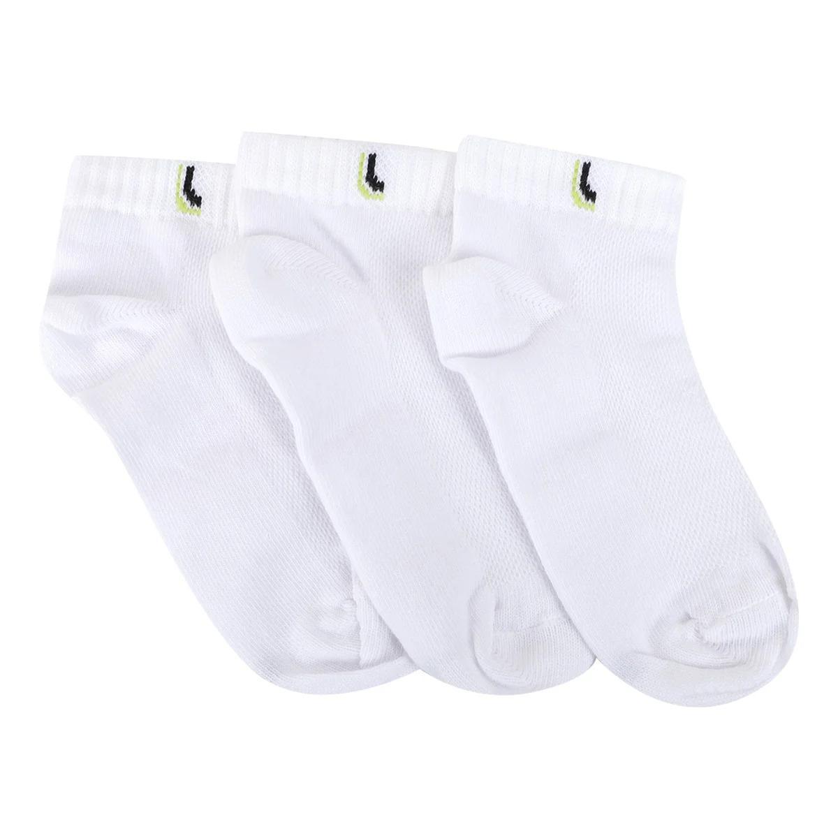 Kit Meia Infantil Lupo Básico Cano Baixo 3 Pares - Branco - 1