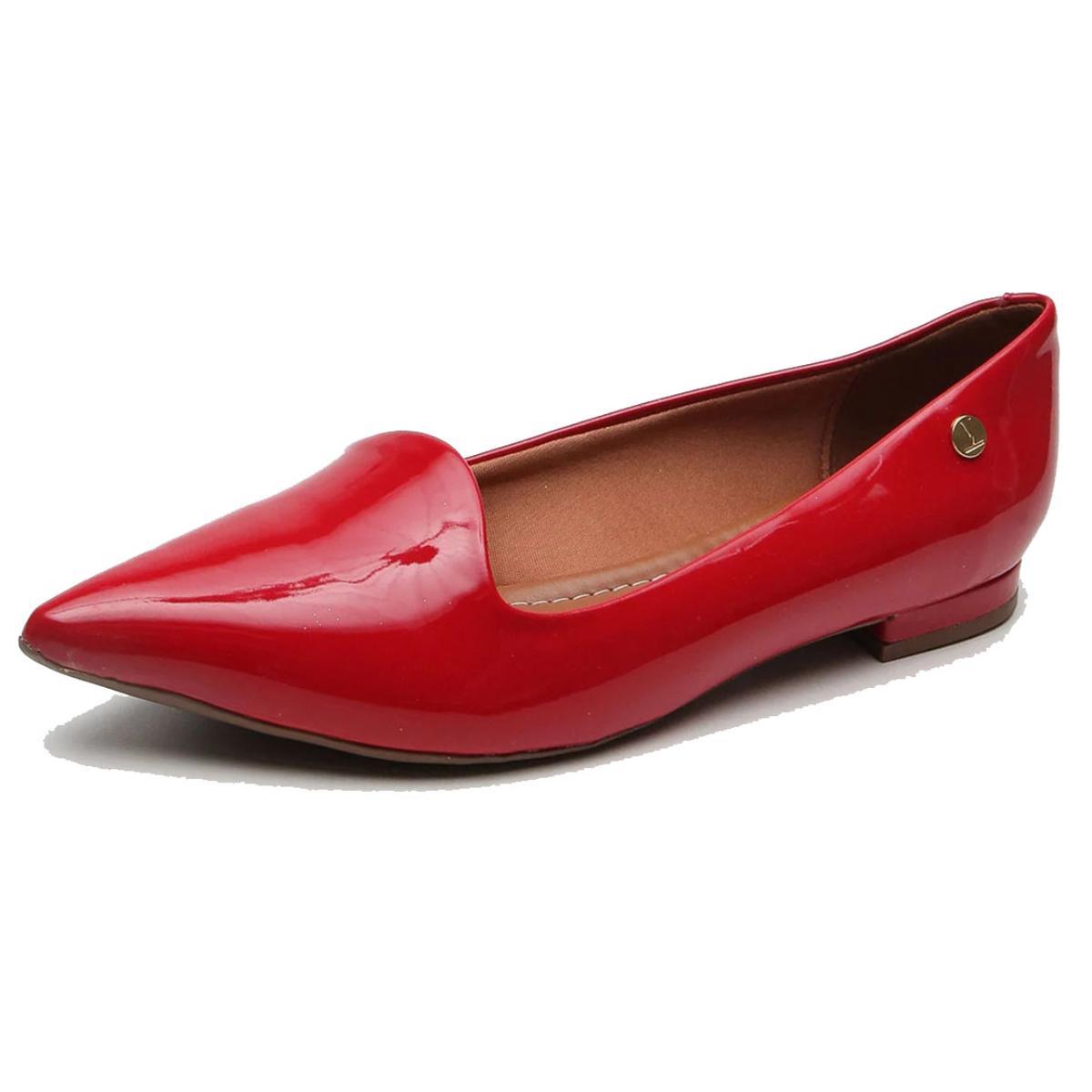 Sapatilha Vizzano Bico Fino Verniz Feminina - Vermelho - 1