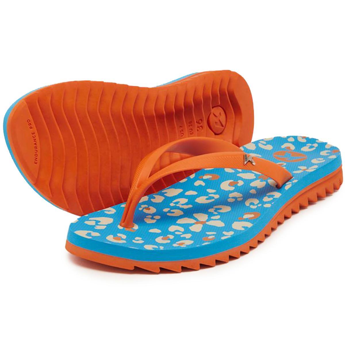 Chinelo Kenner Ibiza Onça Feminino - Azul e Laranja - 1