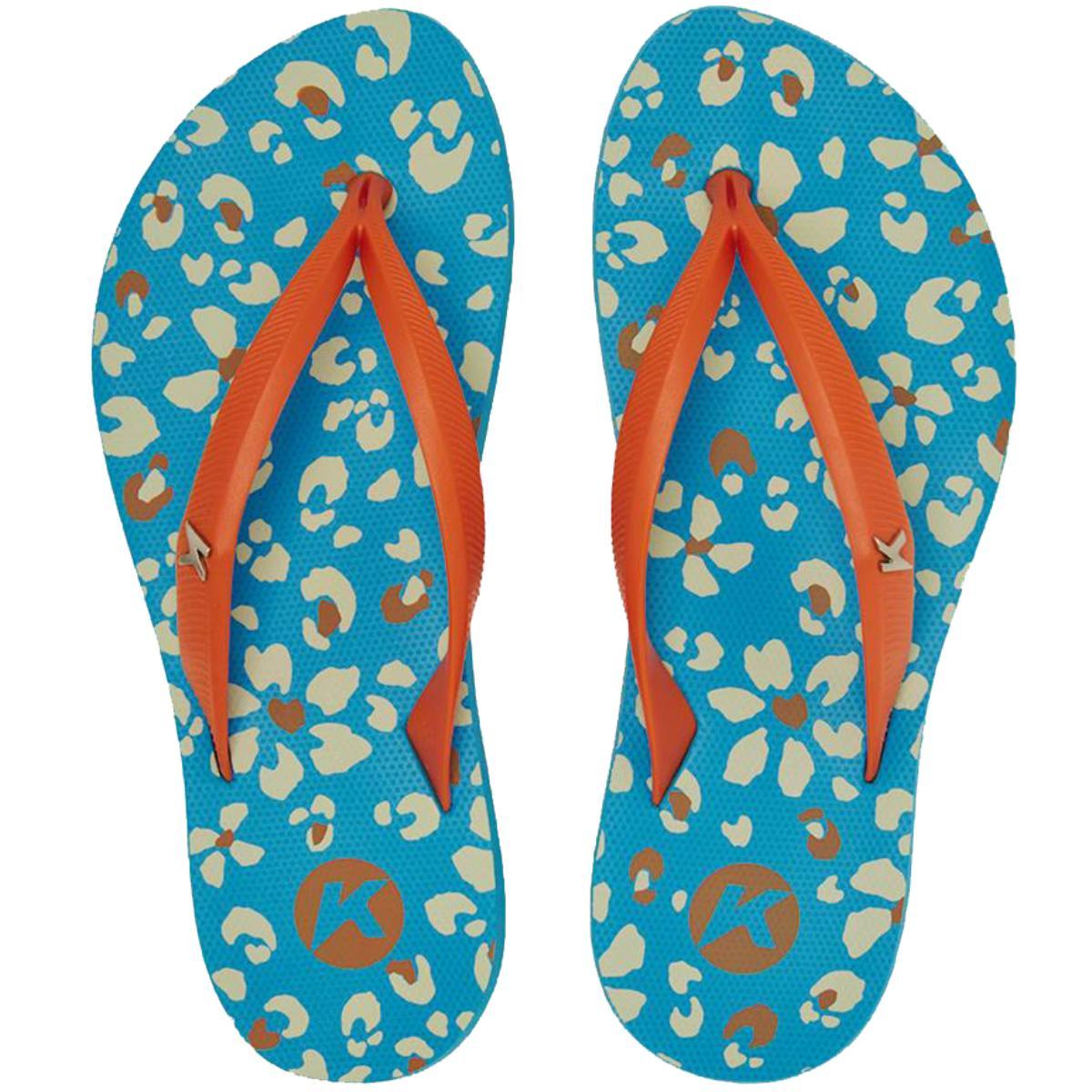 Chinelo Kenner Ibiza Onça Feminino - Azul e Laranja - 2