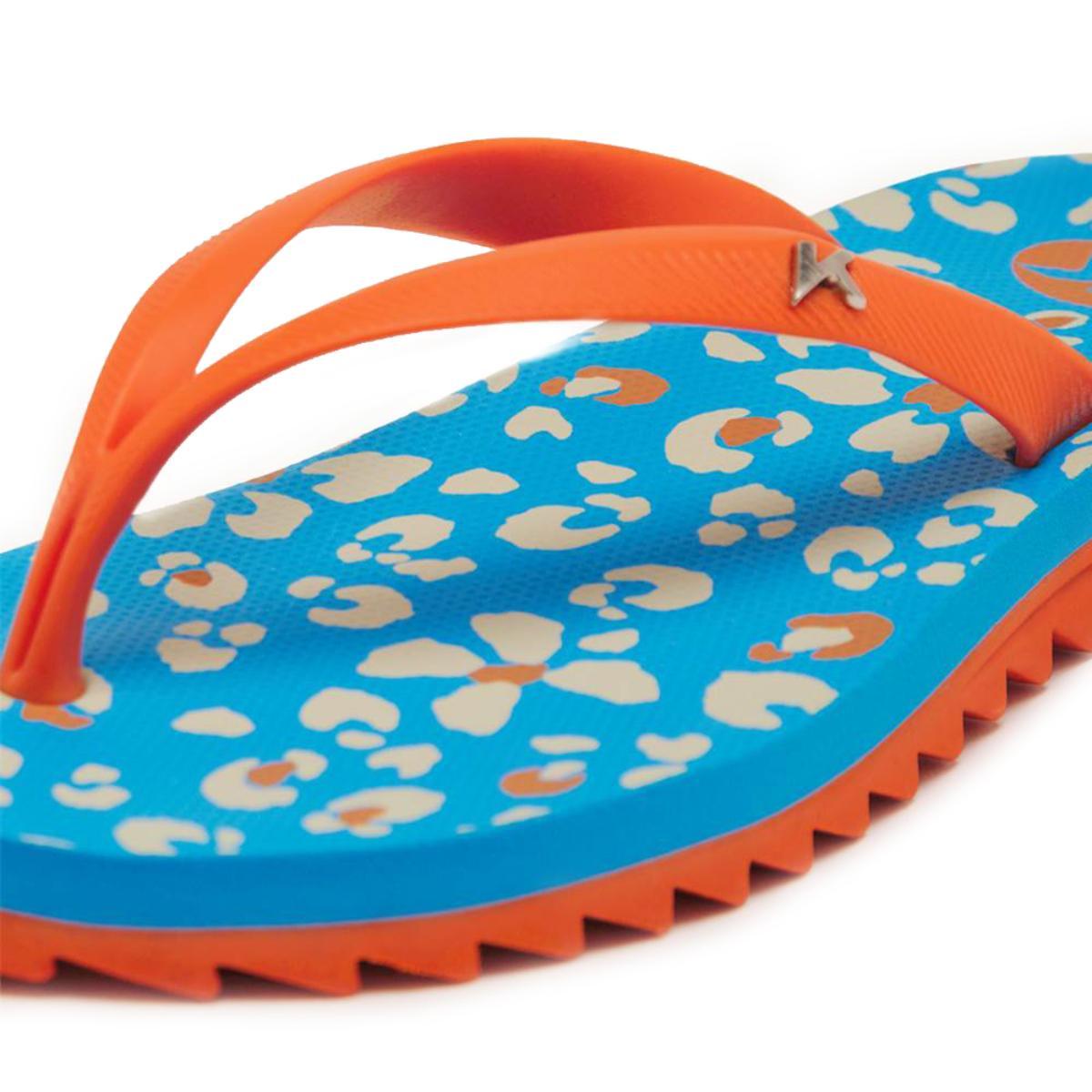 Chinelo Kenner Ibiza Onça Feminino - Azul e Laranja - 4