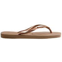 Chinelo Havaianas Slim Square Logo Metallic Feminino - Bege - 3