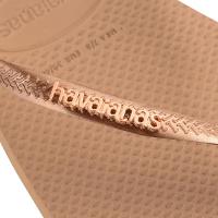Chinelo Havaianas Slim Square Logo Metallic Feminino - Bege