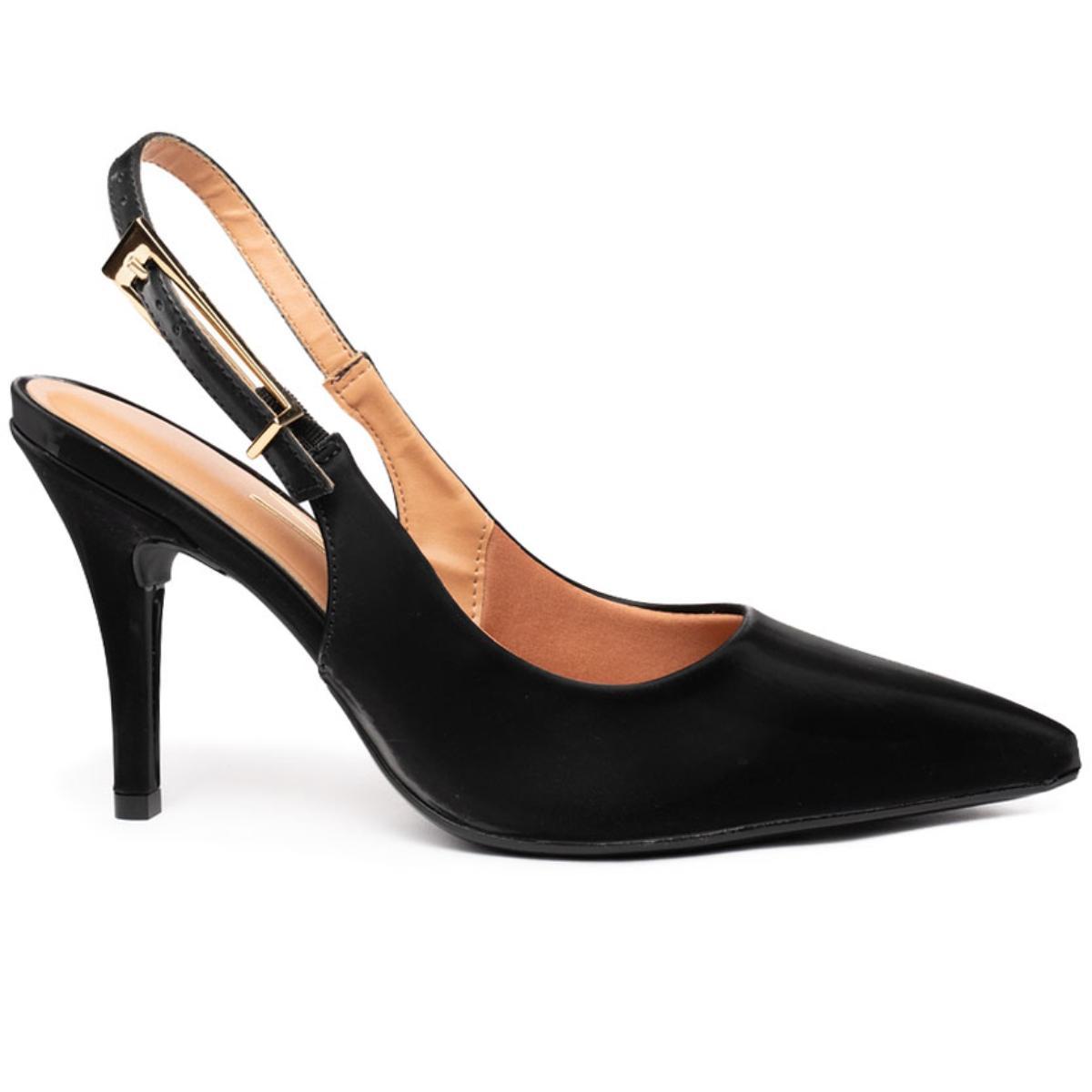 Scarpin Vizzano Salto Alto Bico Fino Pelica - Preto - 2