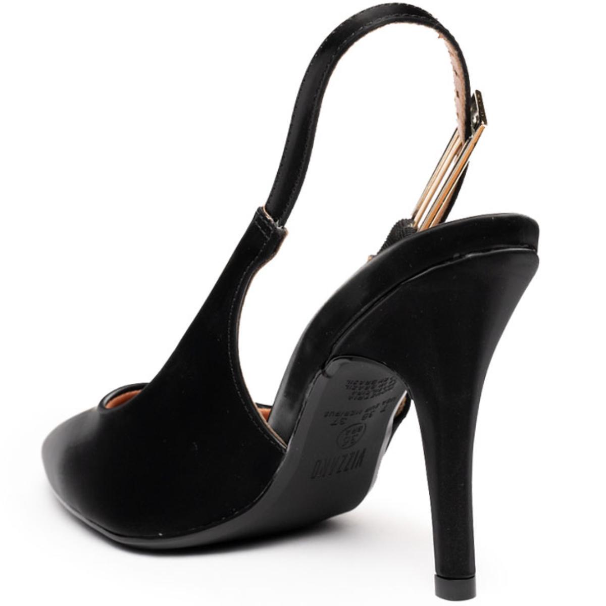 Scarpin Vizzano Salto Alto Bico Fino Pelica - Preto - 4