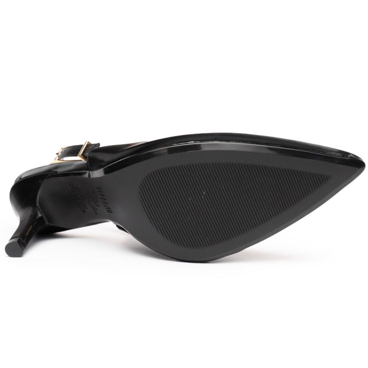 Scarpin Vizzano Salto Alto Bico Fino Pelica - Preto - 5