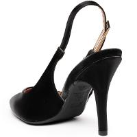 Scarpin Vizzano Salto Alto Bico Fino Pelica - Preto