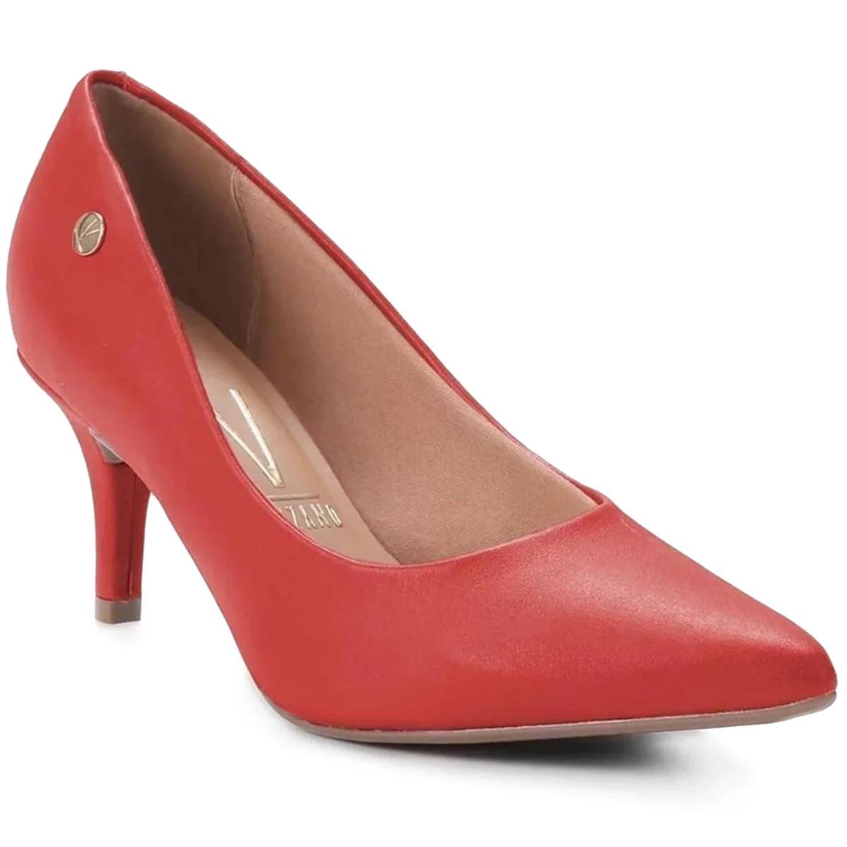 Scarpin Vizzano Salto Médio Bico Fino Feminino - Vermelho - 1