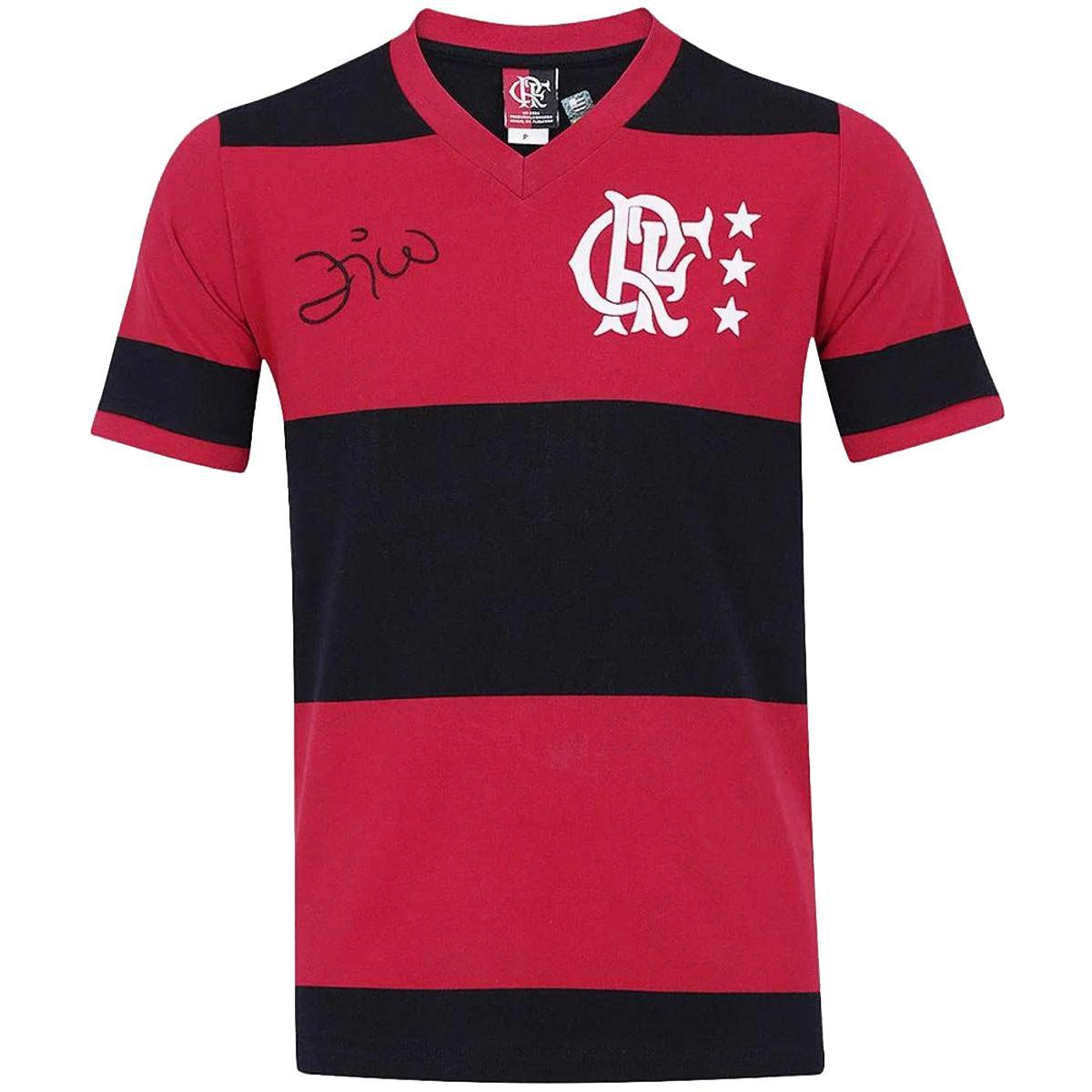 Camisa Flamengo Zico Retrô Libertadores Masculina - Preto e Vermelho - 1