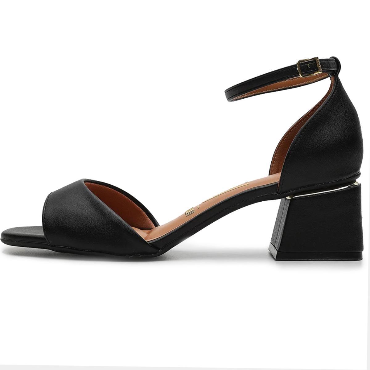Sandália Vizzano Salto Bloco Detalhe Dourado - Preto - 2