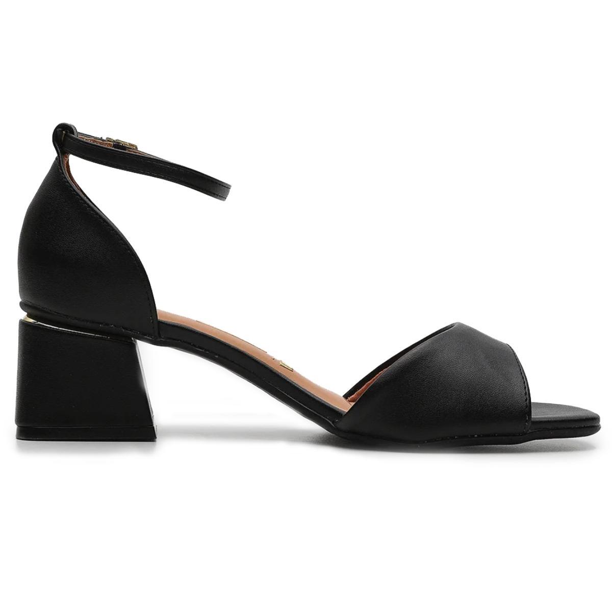 Sandália Vizzano Salto Bloco Detalhe Dourado - Preto - 4