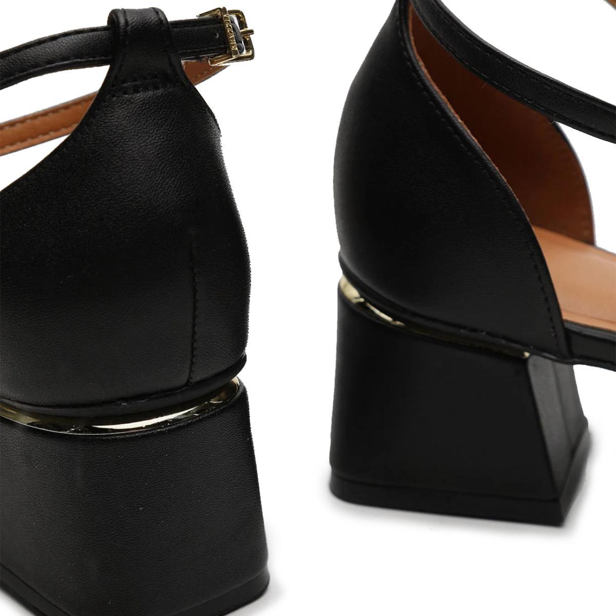 Sandália Vizzano Salto Bloco Detalhe Dourado - Preto - 5