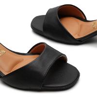 Sandália Vizzano Salto Bloco Detalhe Dourado - Preto - 3