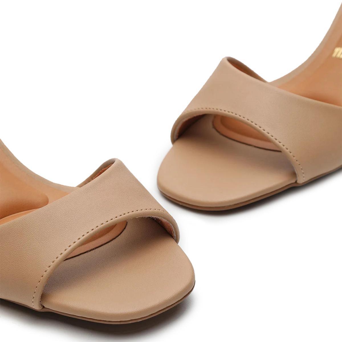 Sandália Vizzano Salto Bloco Detalhe Dourado - Bege - 3