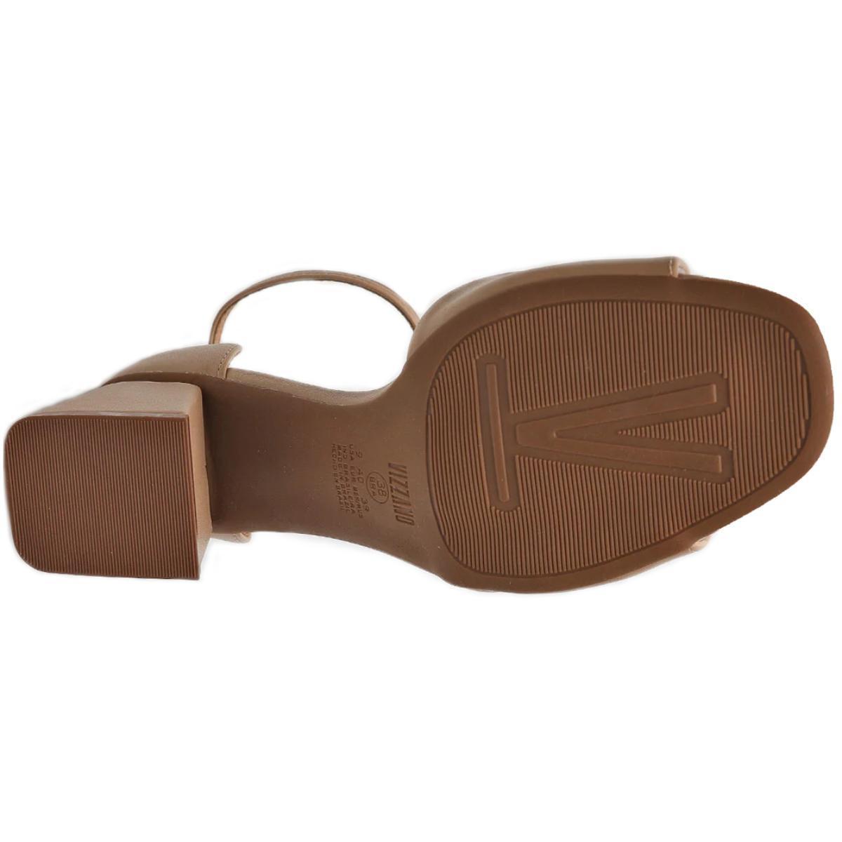 Sandália Vizzano Salto Bloco Detalhe Dourado - Bege - 6