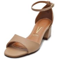 Sandália Vizzano Salto Bloco Detalhe Dourado - Bege - 1