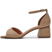 Sandália Vizzano Salto Bloco Detalhe Dourado - Bege - 2