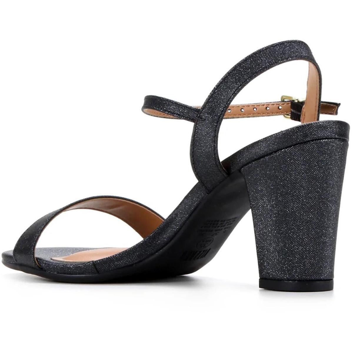 Sandália Vizzano Salto Grosso Médio Glitter Feminina - Preto - 4