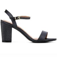 Sandália Vizzano Salto Grosso Médio Glitter Feminina - Preto - 2