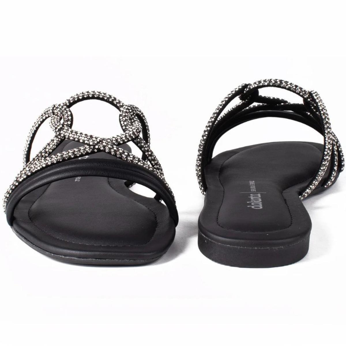 Rasteira Dakota Rives Tiras Cruzadas Brilho Feminina - Preto - 5