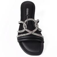 Rasteira Dakota Rives Tiras Cruzadas Brilho Feminina - Preto - 2