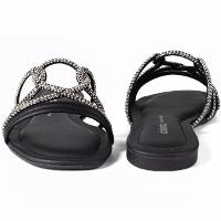 Rasteira Dakota Rives Tiras Cruzadas Brilho Feminina - Preto - 5