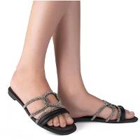 Rasteira Dakota Rives Tiras Cruzadas Brilho Feminina - Preto - 7