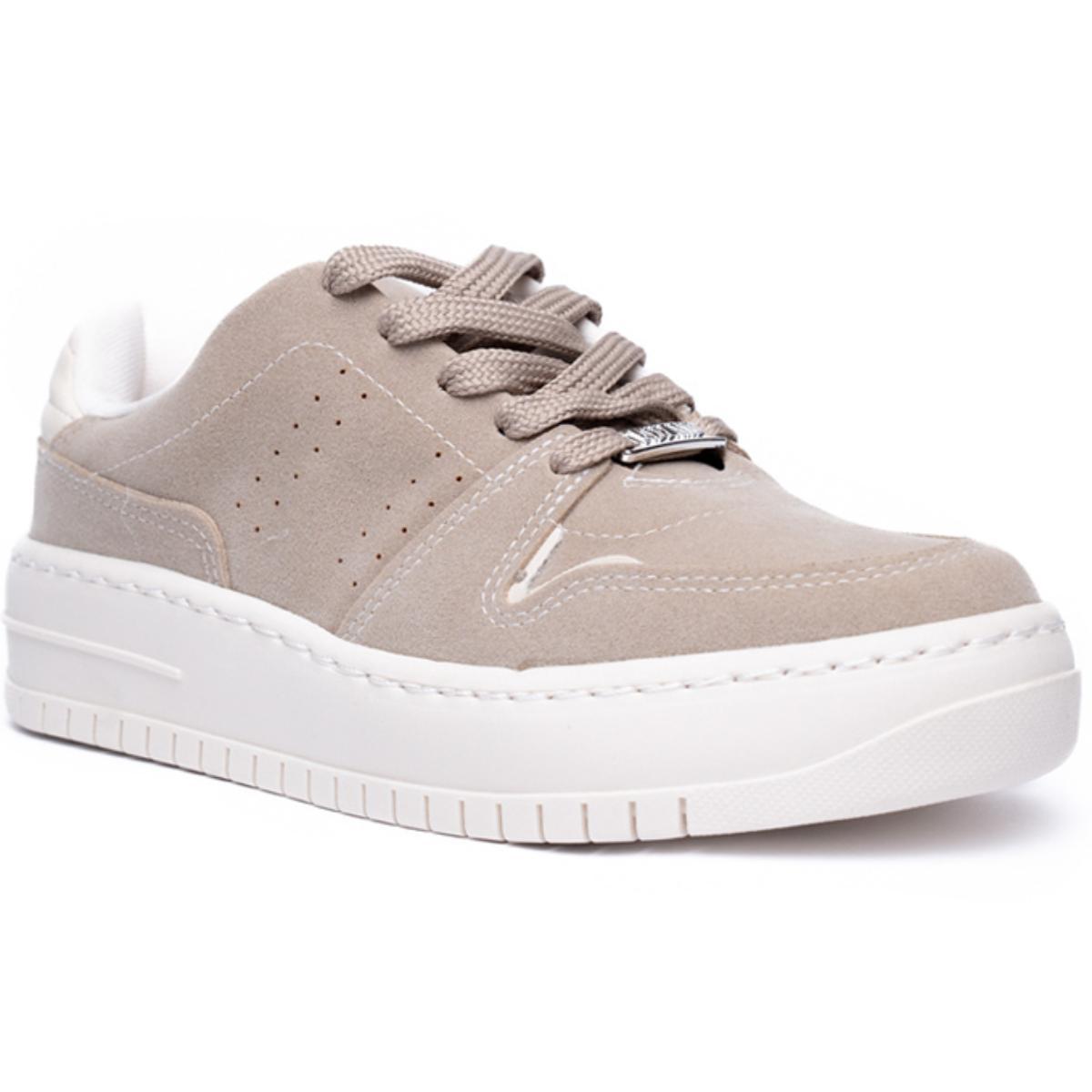 Tênis Vizzano Camurça Perfuros Feminino - Bege - 1