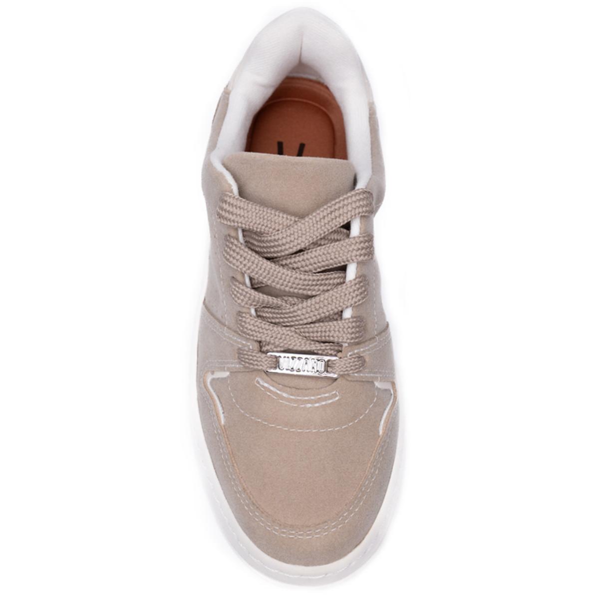 Tênis Vizzano Camurça Perfuros Feminino - Bege - 3