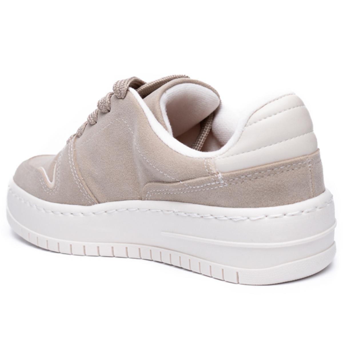 Tênis Vizzano Camurça Perfuros Feminino - Bege - 4