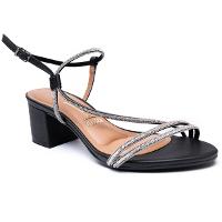 Sandália Vizzano Tiras Strass Salto Bloco Feminina - Preto - 1