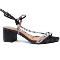 Sandália Vizzano Tiras Strass Salto Bloco Feminina - Preto - 2