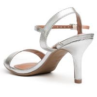 Sandália Vizzano Metalizada Salto Médio Feminina - Prata