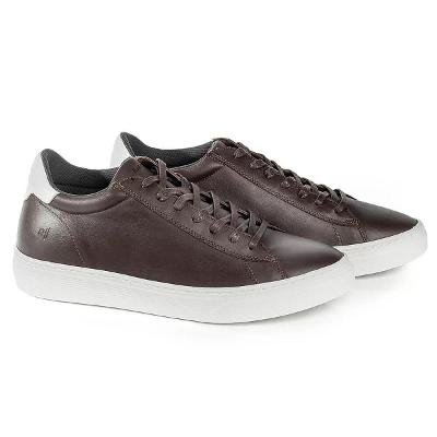 Sapatênis Rafarillo Masculino Couro Amarração Aumenta Altura - Café