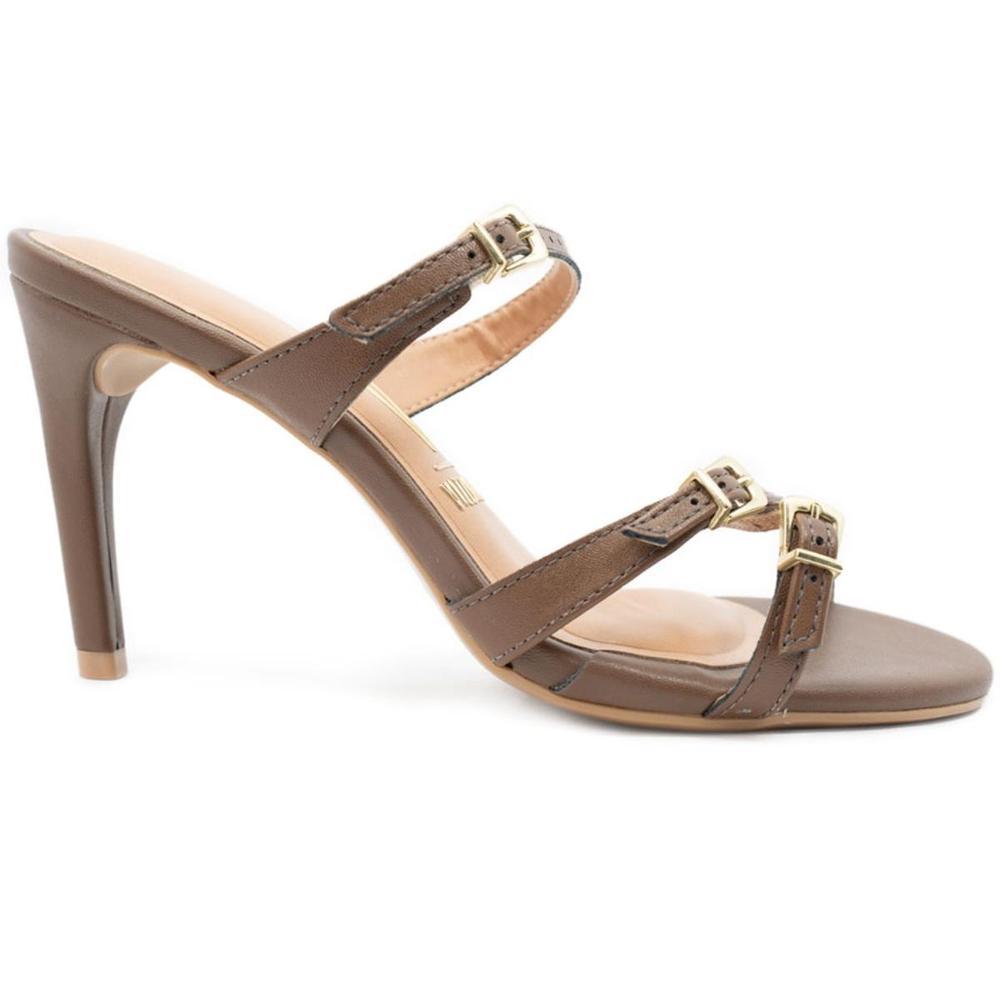 Tamanco Vizzano Fivelas Salto Fino Feminino - Marrom - 2