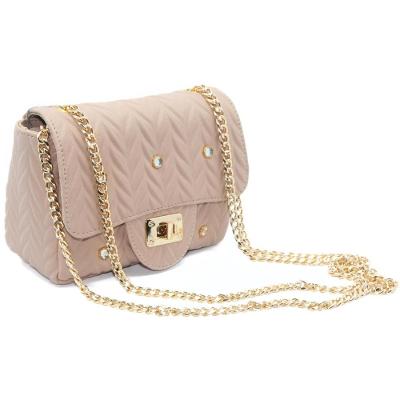 Bolsa Casteliê Casual Texturizada Apliques Feminina - Bege