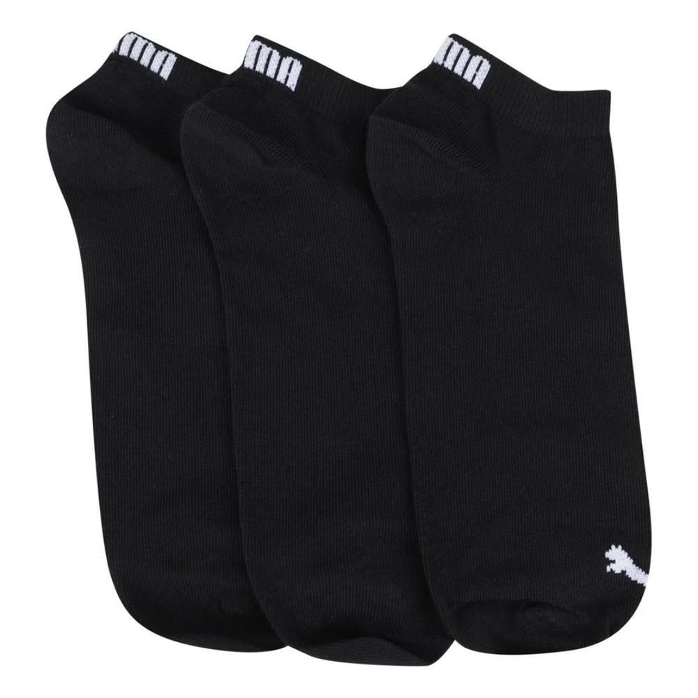 Meia Cano Baixo Puma Logo Pacote c/ 3 Pares - Preto e Off White - 3