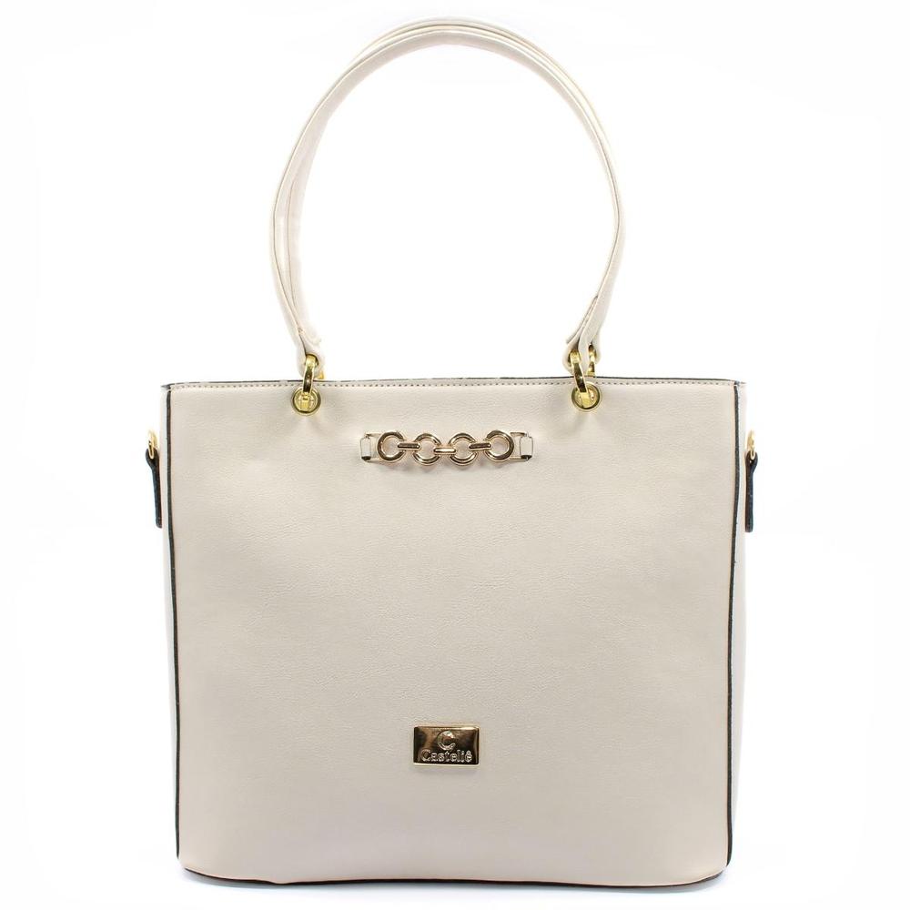Bolsa Tote Casteliê Casual Detalhes Feminina - Off White - 1